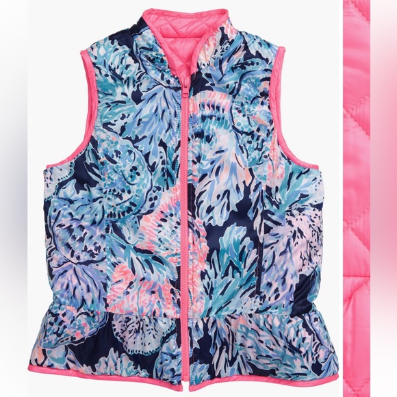 Lily Pulitzer reversible Melanie Quilted Vest girls 8-10